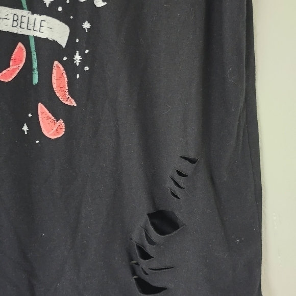Disney Tee Shirt Women XL Black Beauty & The Beast Break The Spell Distressed - Picture 8 of 14